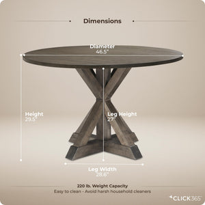 Round Solid Wood Farmhouse Dining Table
