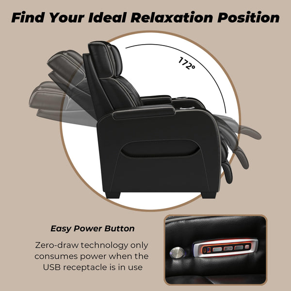 Power Reclining Sofa with Adjustable Headrest & LED Lighting
