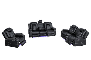 Power Recliner Sofa Set 3-Piece with LED & Bluetooth