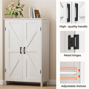 Farmhouse Storage Cabinet with Barn Doors and Adjustable Shelves