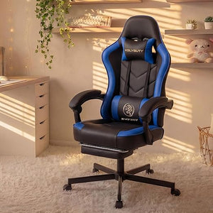 Ergonomic Leather Office Chair – Pocket Spring Cushion, Headrest, Footrest & Reclining Backrest