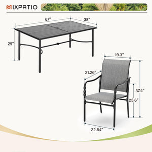 Outdoor Patio Dining Set with Textilene Chairs & Rectangular Table
