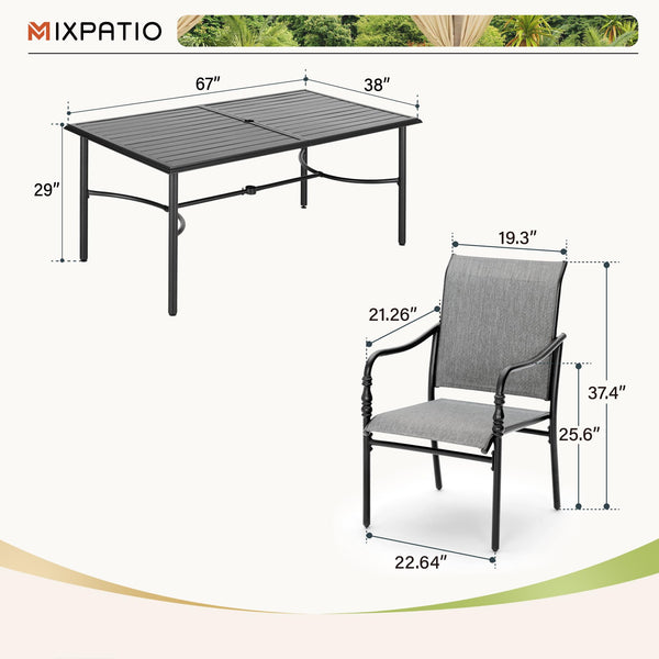 Outdoor Patio Dining Set with Textilene Chairs & Rectangular Table