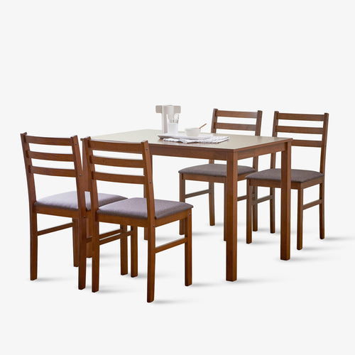 5-Piece Modern Farmhouse Solid Wood Dining Table Set for 4
