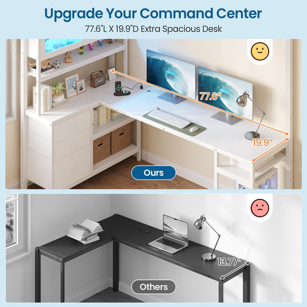 Twin Loft Bed with L-Shaped Gaming Desk & Storage
