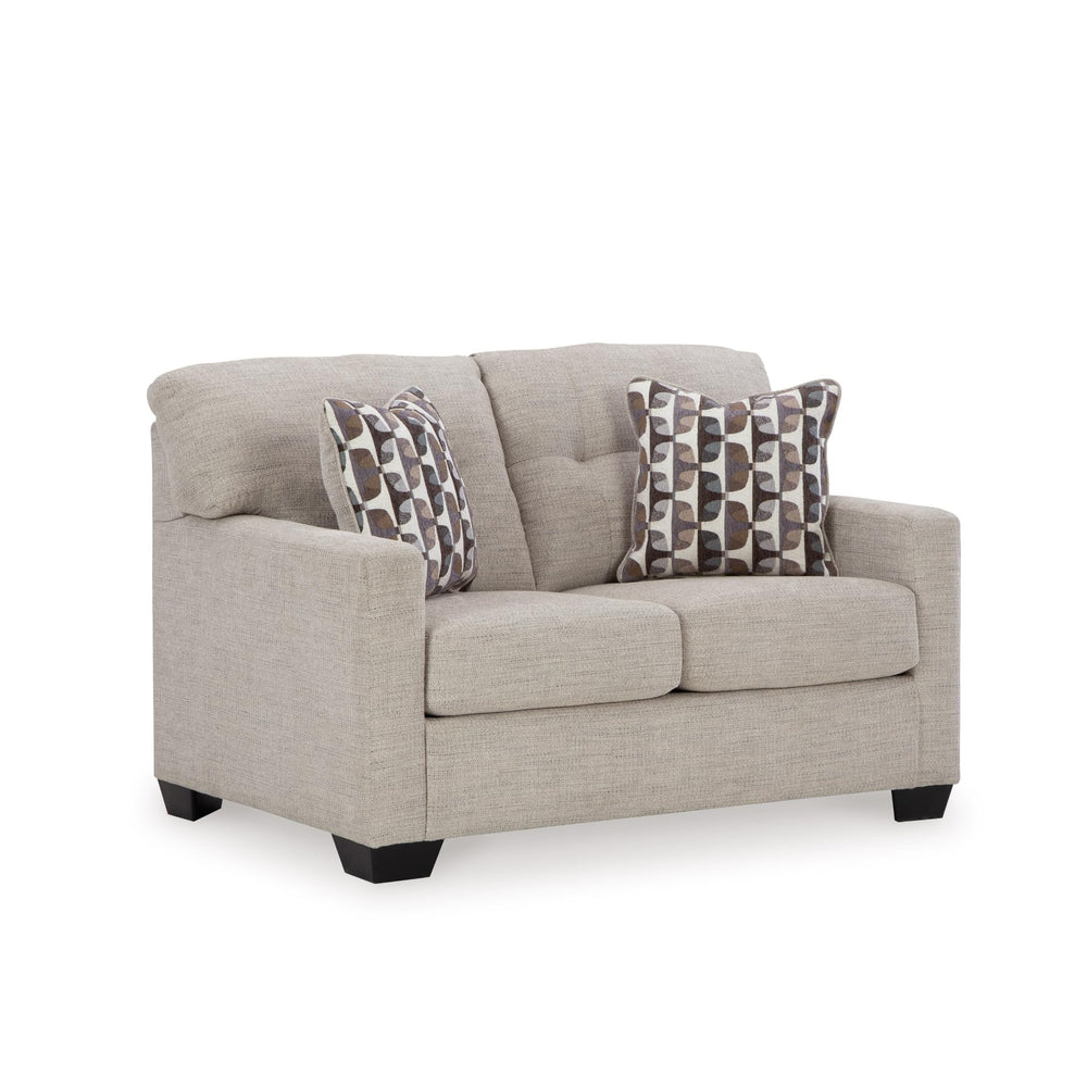 Contemporary Tufted Loveseat – Beige Polyester Upholstery