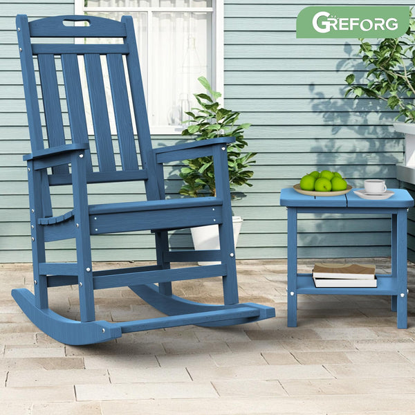 GREFORG Patio Side Table, Small Rectangular HDPE Adirondack End Table for Outdoor Use in Pool, Garden, Lawn, Backyard,Navy