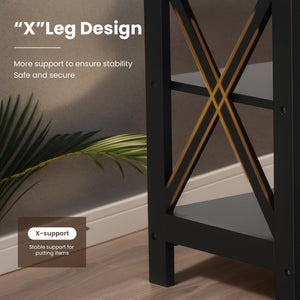 3-Tier End Table Set of 2 with Storage Shelves