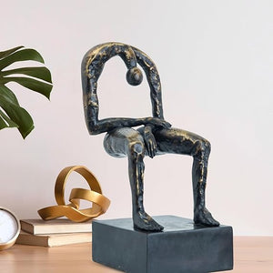 Melancholy Bronze Sculpture – Abstract Figurative Art Statue