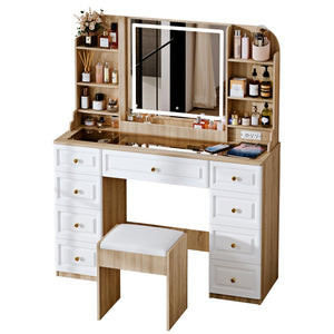 43" Makeup Vanity Desk with Mirror, Lights & Chair