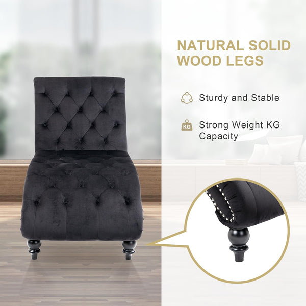 Velvet Chaise Lounge Indoor Chair with Pillow