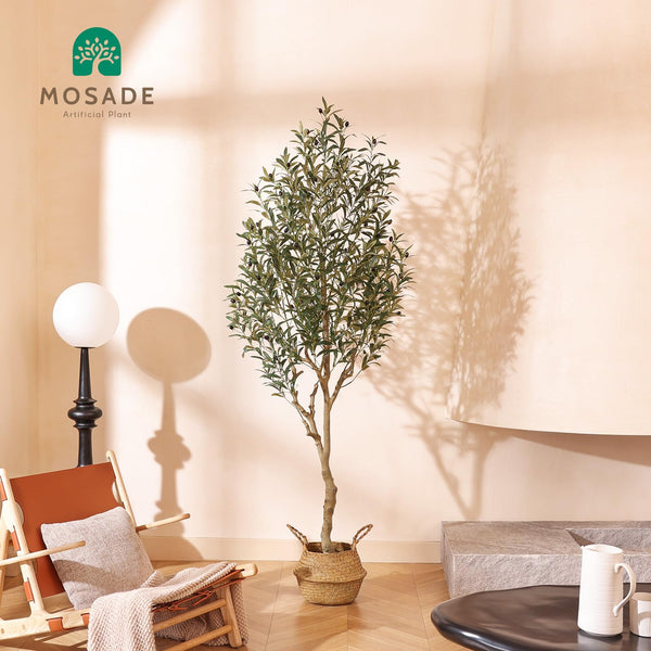 Artificial Olive Tree with Seagrass Basket – 7 Feet