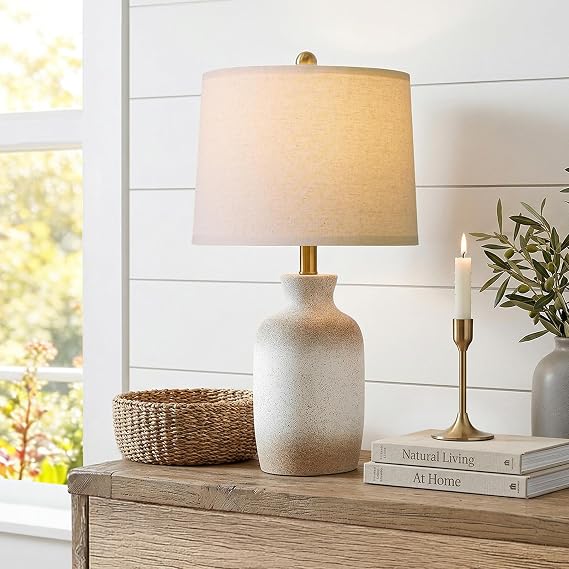 24" Farmhouse Table Lamp – Hand-Textured Ceramic Ombre