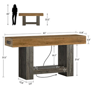 Console Table with LED Lights & Charging Station