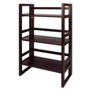 3-Shelf Folding Solid Wood Bookcase