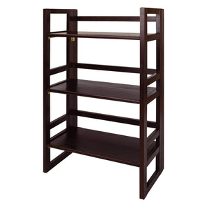 3-Shelf Folding Solid Wood Bookcase