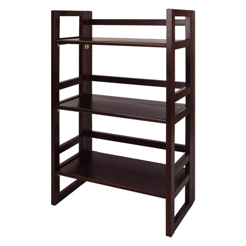 3-Shelf Folding Solid Wood Bookcase