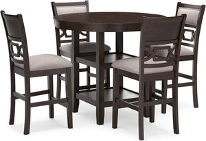 Counter Height Dining Table Set with 4 Upholstered Bar Stools