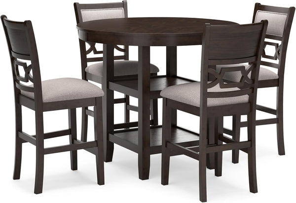 Counter Height Dining Table Set with 4 Upholstered Bar Stools
