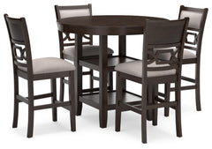 Counter Height Dining Table Set with 4 Upholstered Bar Stools