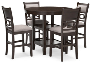 Counter Height Dining Table Set with 4 Upholstered Bar Stools