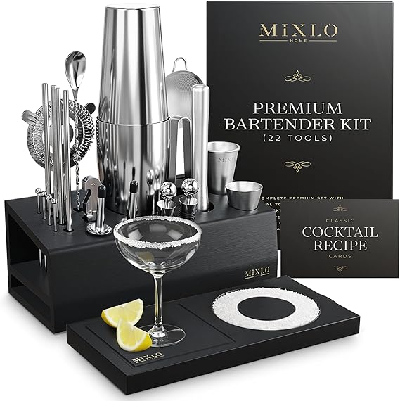 22-Piece Cocktail Shaker & Bartender Kit with Stand