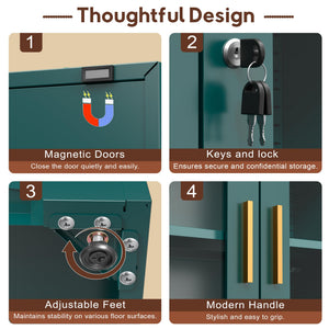 Metal Glass Display Cabinet with Lockable Doors & Adjustable Shelves