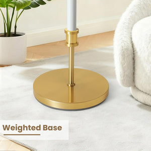 Mid-Century Floor Lamp with Linen Shade – 63" Tall, White & Brass