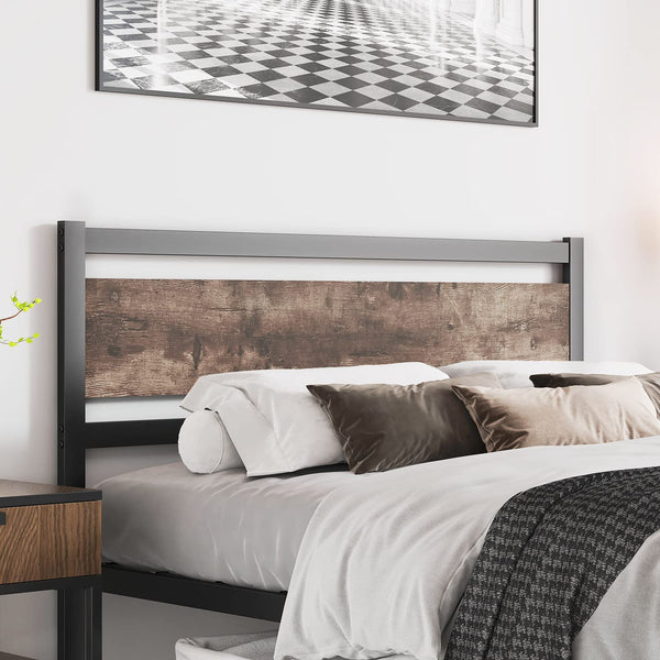 Wooden Headboard with Metal Slats