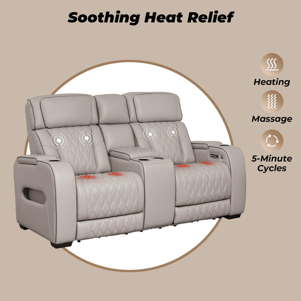 Power Reclining Loveseat with Console, LED Lights & USB Charging