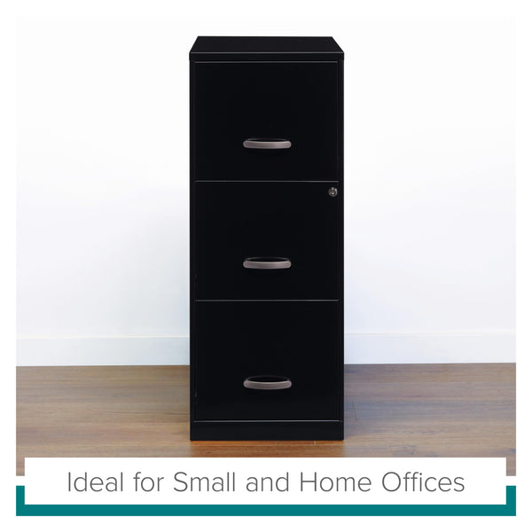 3-Drawer Vertical File Cabinet – Steel, Letter-Size, Black