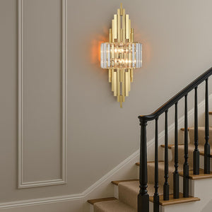 Modern Crystal Wall Sconce 2-Light Gold