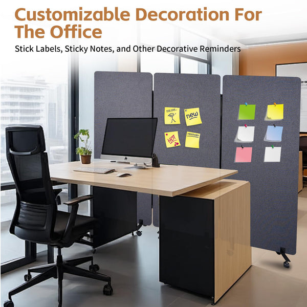 3-Panel Acoustic Room Divider with Wheels