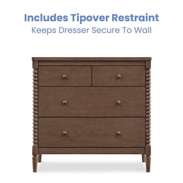 4-Drawer Dresser with Changing Top and Interlocking Drawers
