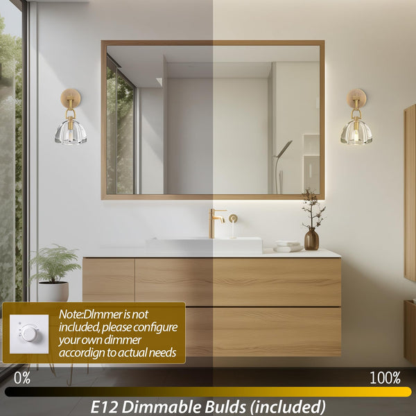 K9 Crystal Wall Sconce – Brass & Black Dimmable Vanity Light