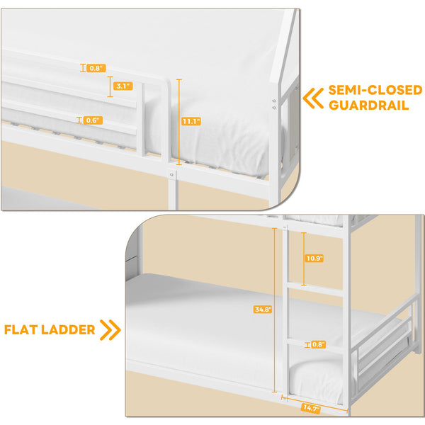 Twin Over Twin House Bunk Bed with Hall Tree & 6 Storage Drawers