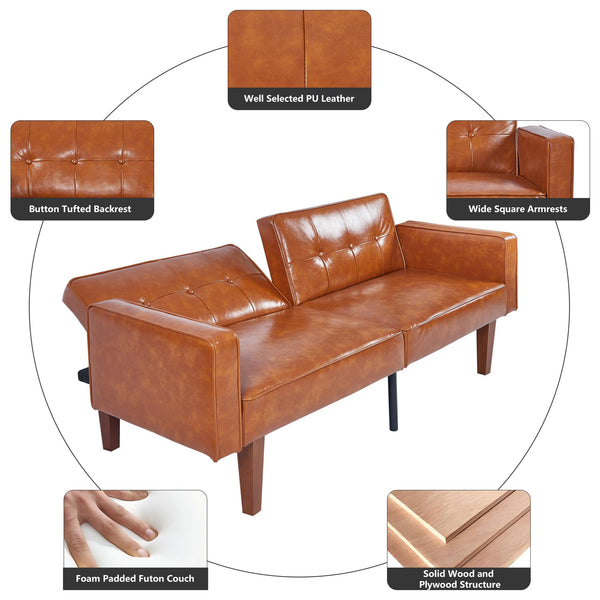 Convertible Futon Sofa Bed with Split Back