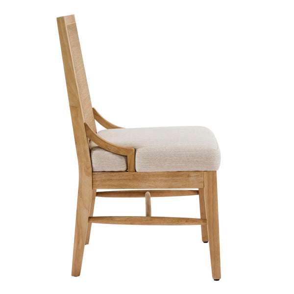Farmhouse Dining Chairs Set of 2 with Cane Backrest and Upholstered Seat