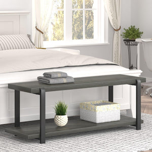 Industrial Entryway Bench with Shoe Storage – 47 Inch