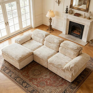 L-Shaped Modular Sectional Sofa with Deep Seat