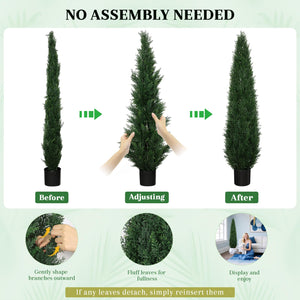 Artificial Cedar Topiary Trees 2 Pack – UV Resistant Indoor Outdoor Faux Cypress Shrubs