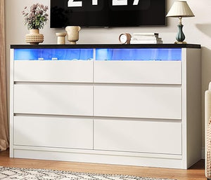 6 Drawer Dresser with LED Lights & Hidden Handles