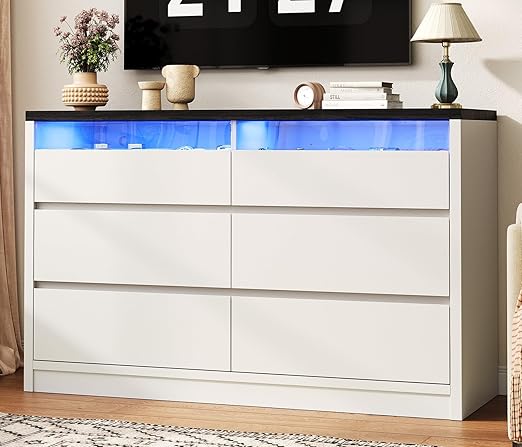 6 Drawer Dresser with LED Lights & Hidden Handles