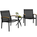 3-Piece Outdoor Rocking Bistro Set with Tempered Glass Table