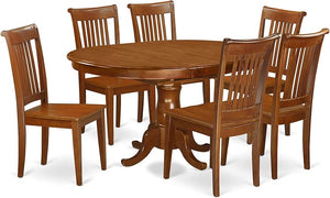 7-Piece Oval Dining Table Set with 6 Upholstered Chairs