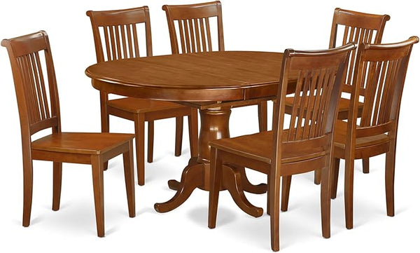 7-Piece Oval Dining Table Set with 6 Upholstered Chairs