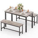 3-Piece Dining Table Set with 2 Benches