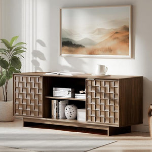 59" TV Stand with Two Doors & Adjustable Shelves