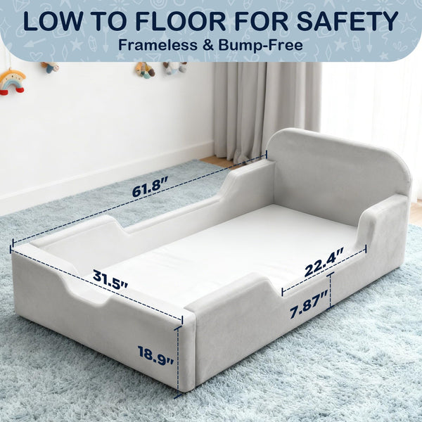 Toddler Floor Bed Full Foam with Removable Washable Cover