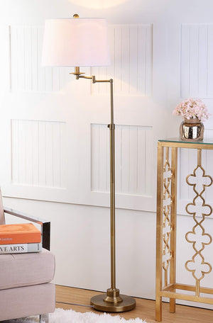 Swing Arm Floor Lamp with Adjustable Height | Gold Metal | LED Included